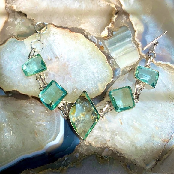 Jewelry - GENUINE AQUAMARINE SILVER BRACELET